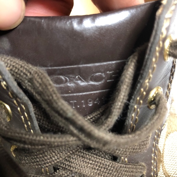 Coach SUEE Brown signature canvas leather sneakers - Picture 6 of 10